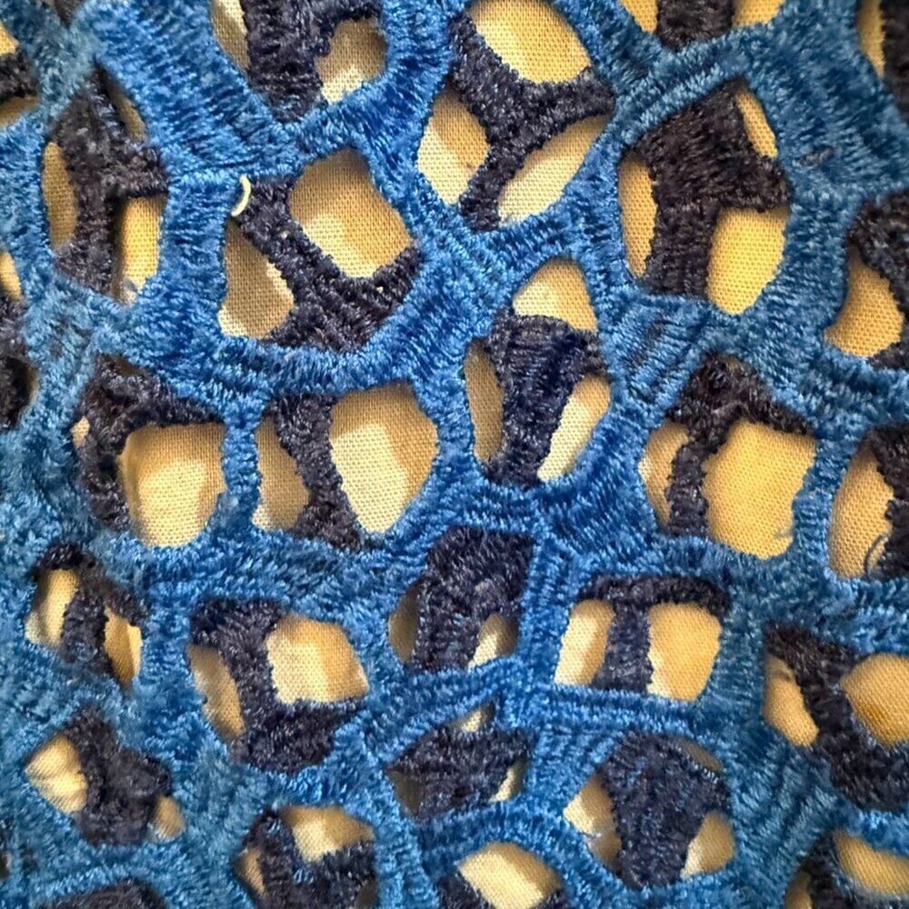 French Connection Wilma Blue Crochet Knit Mini Dress Size 6 Summer Boho - Picture 7 of 13